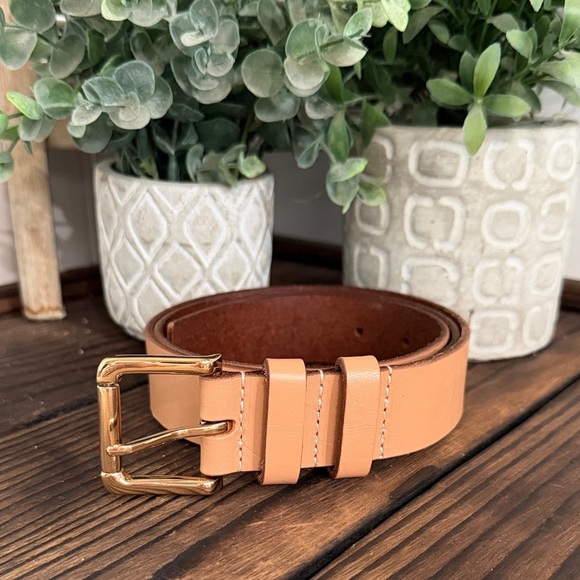 BDG Accessories - BDG Tan Leather Belt with Gold Buckle